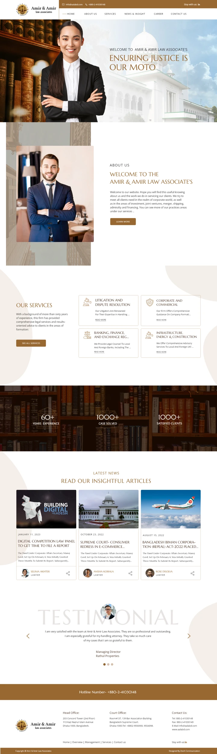 Amir & Amir Law Associates: Home page, desktop website design
