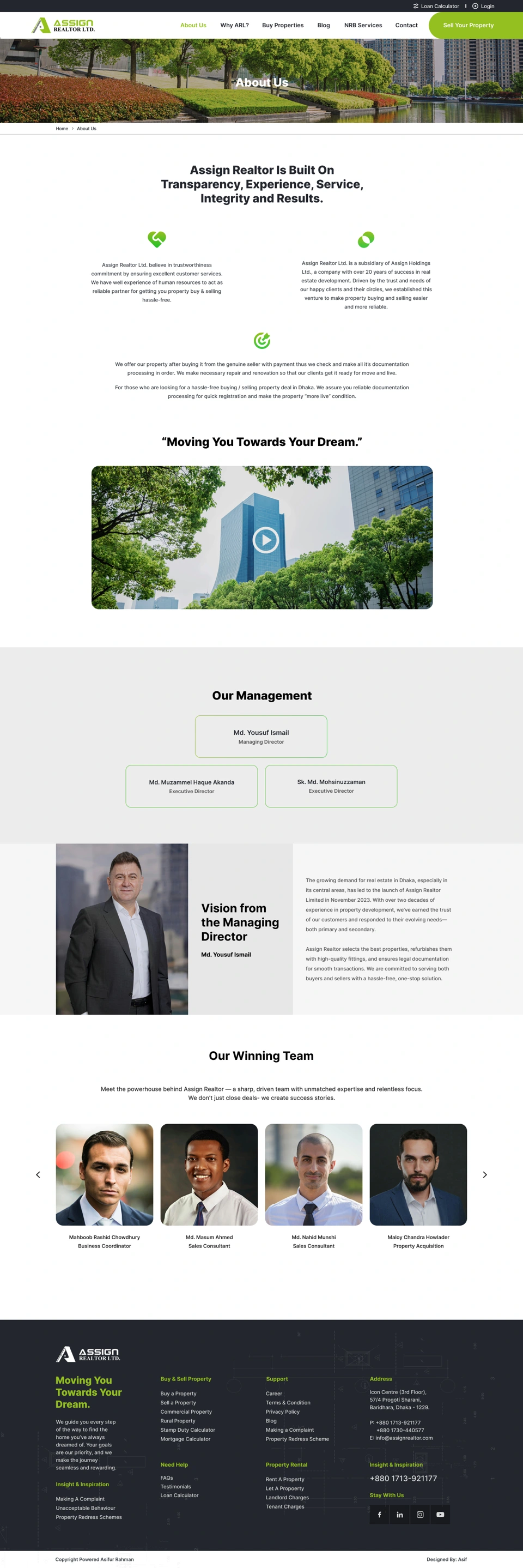 Assign Realtor — About us desktop website design