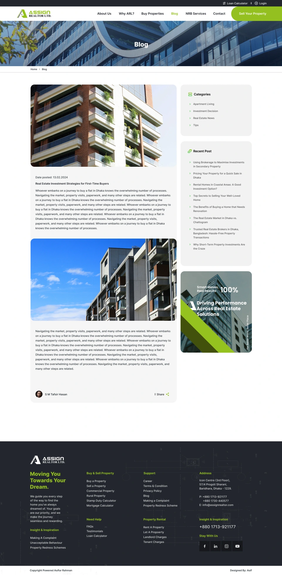 Assign Realtor — Blog detail desktop website design
