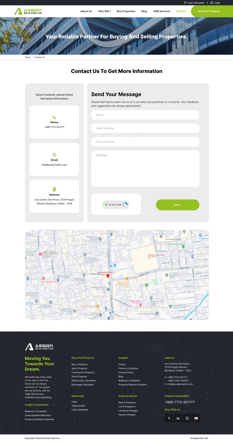 Assign Realtor — Contact us desktop website design