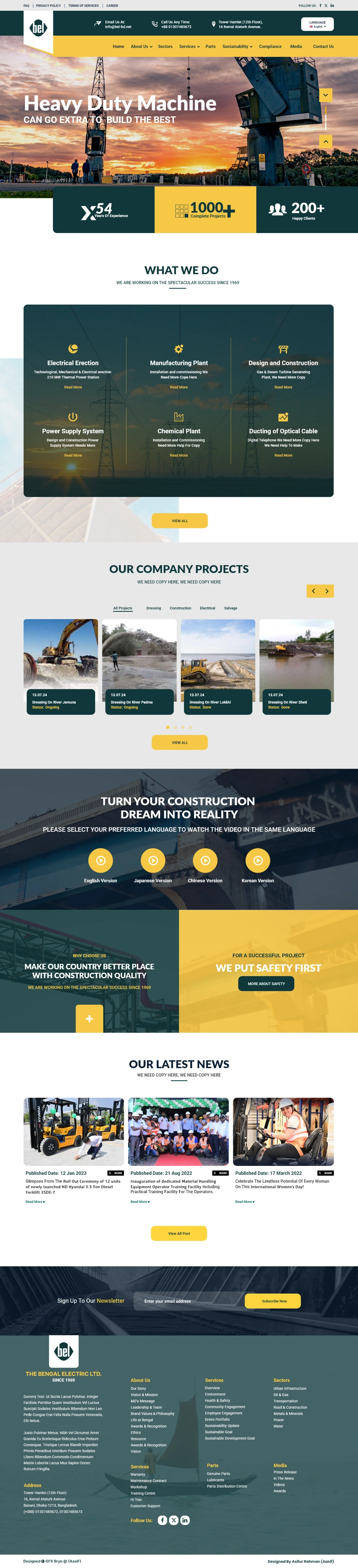 The Bengal Electric Ltd. — Home page desktop website design