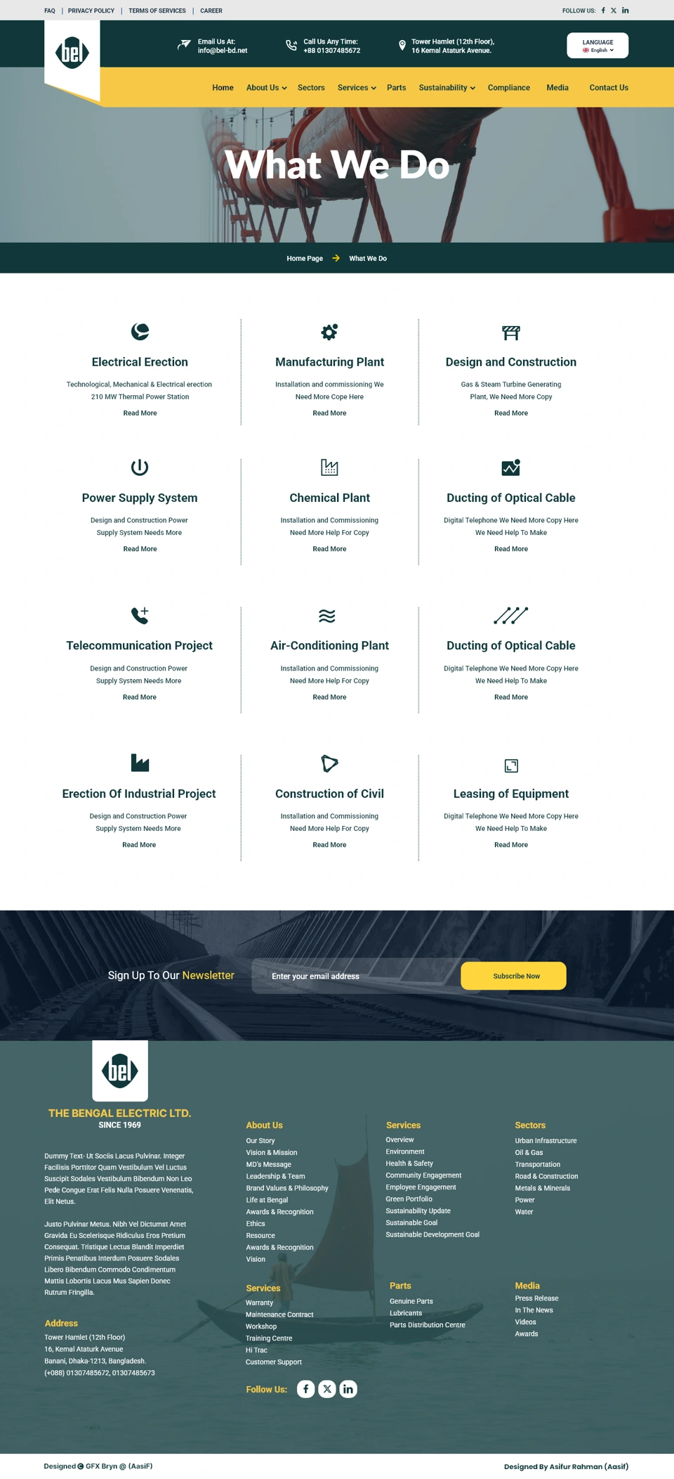 The Bengal Electric Ltd. — What we do desktop website design