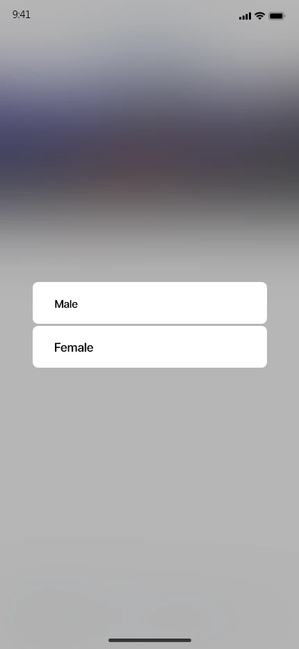CCDB — Gender selection app screen