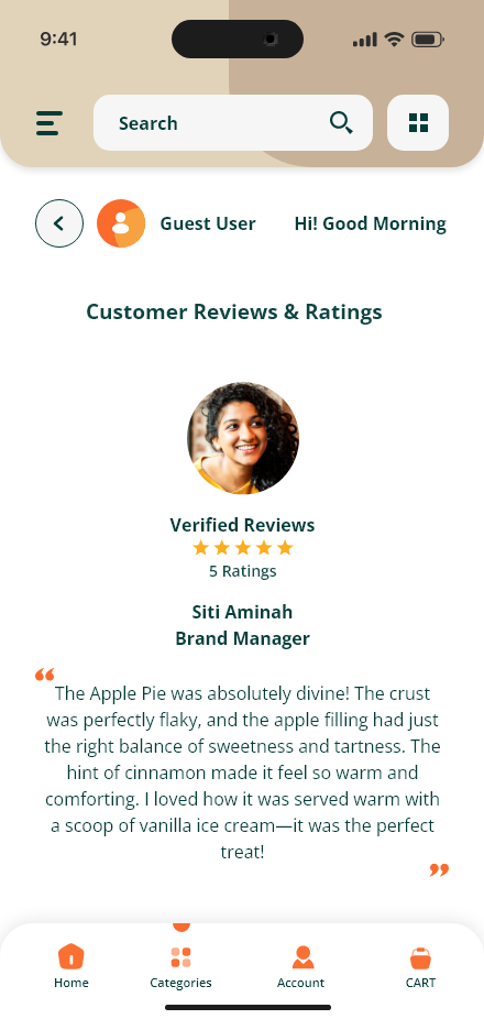 Freshly Home — Customer reviews app screen