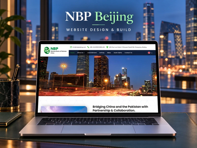 NBP Beijing website displayed on a laptop in a project-inspired setting