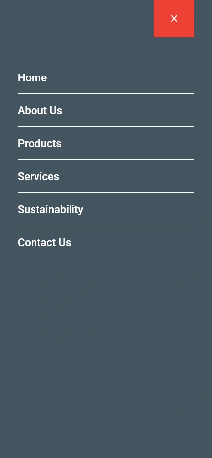 Rexyl Textile — Main navigation, mobile website design