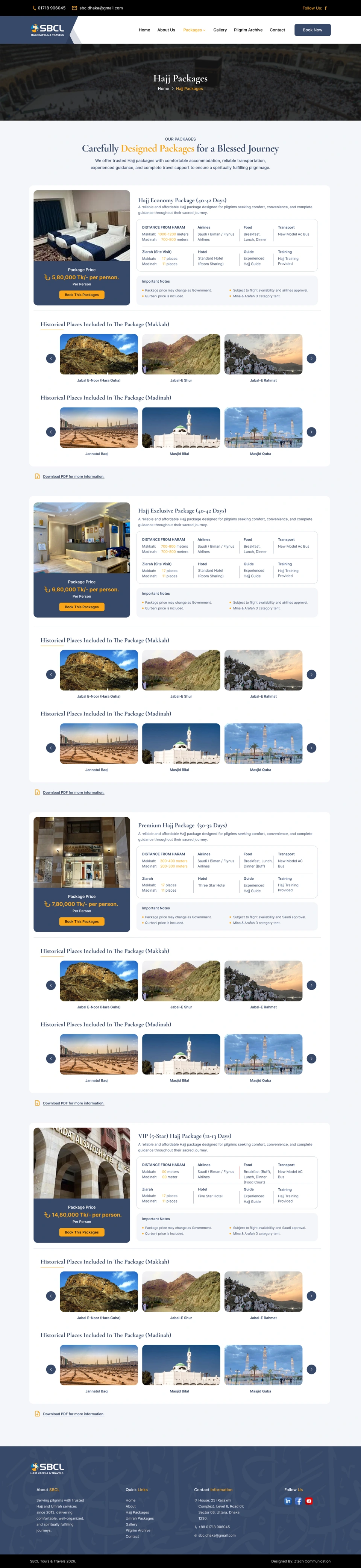 SBCL BD — Hajj packages desktop website design