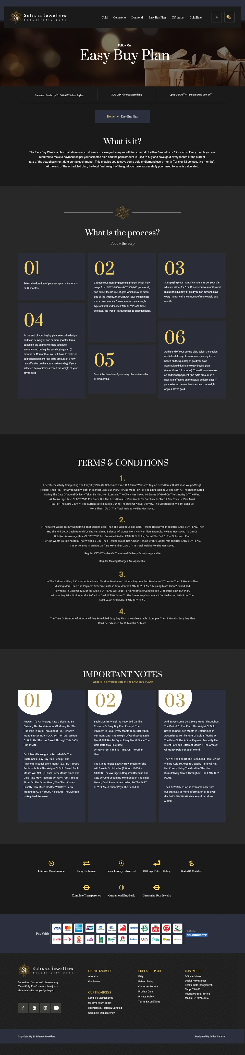 Sultana Jewellers — Easy Buy Plan desktop website design