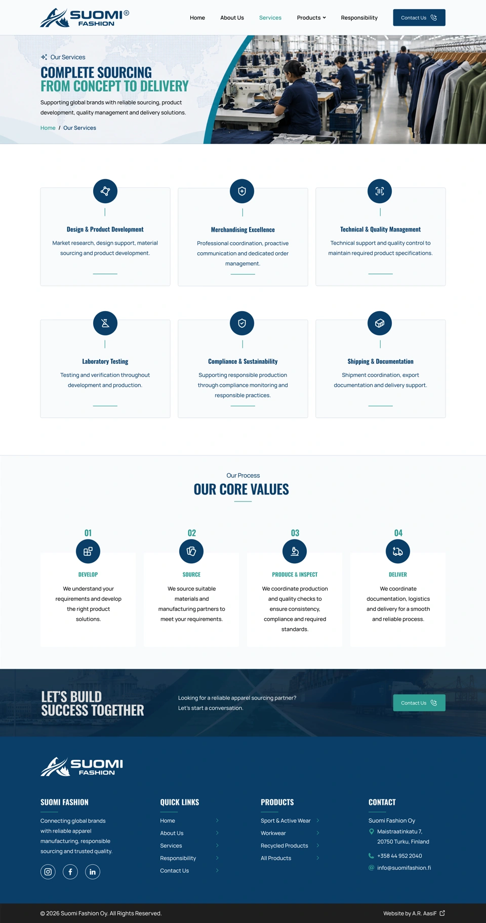 Suomi Fashion — Services desktop website design