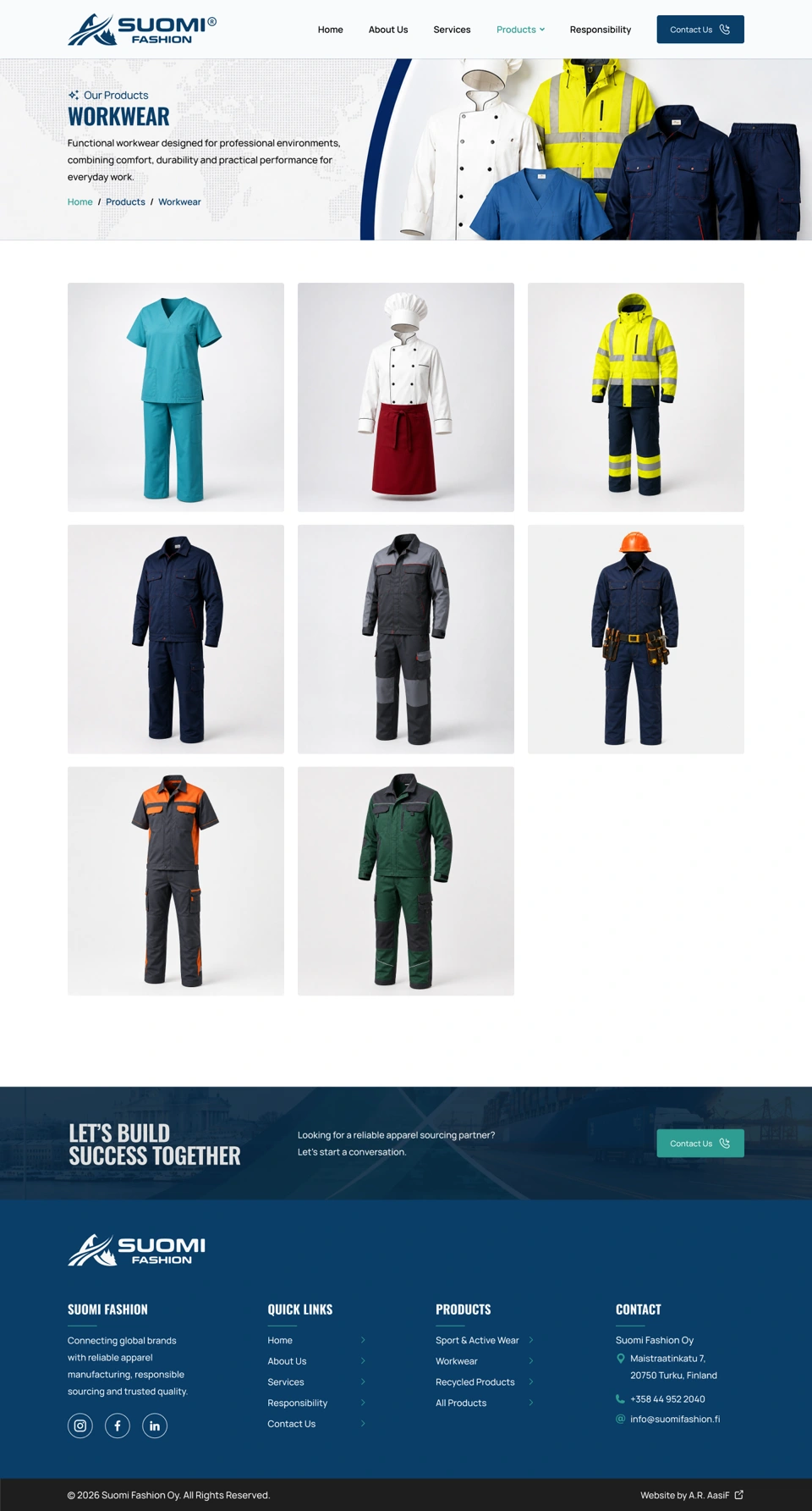 Suomi Fashion — Workwear desktop website design
