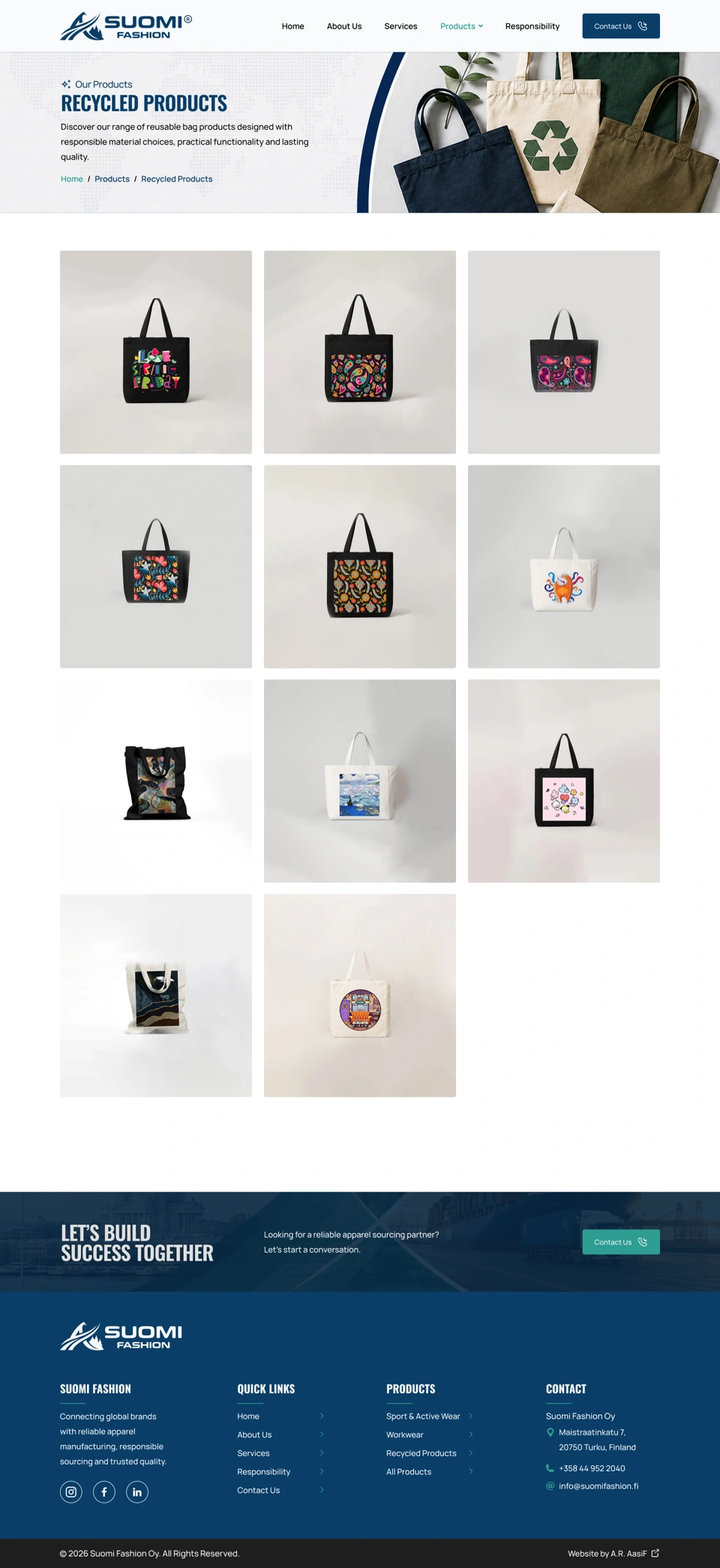 Suomi Fashion — Recycled products desktop website design