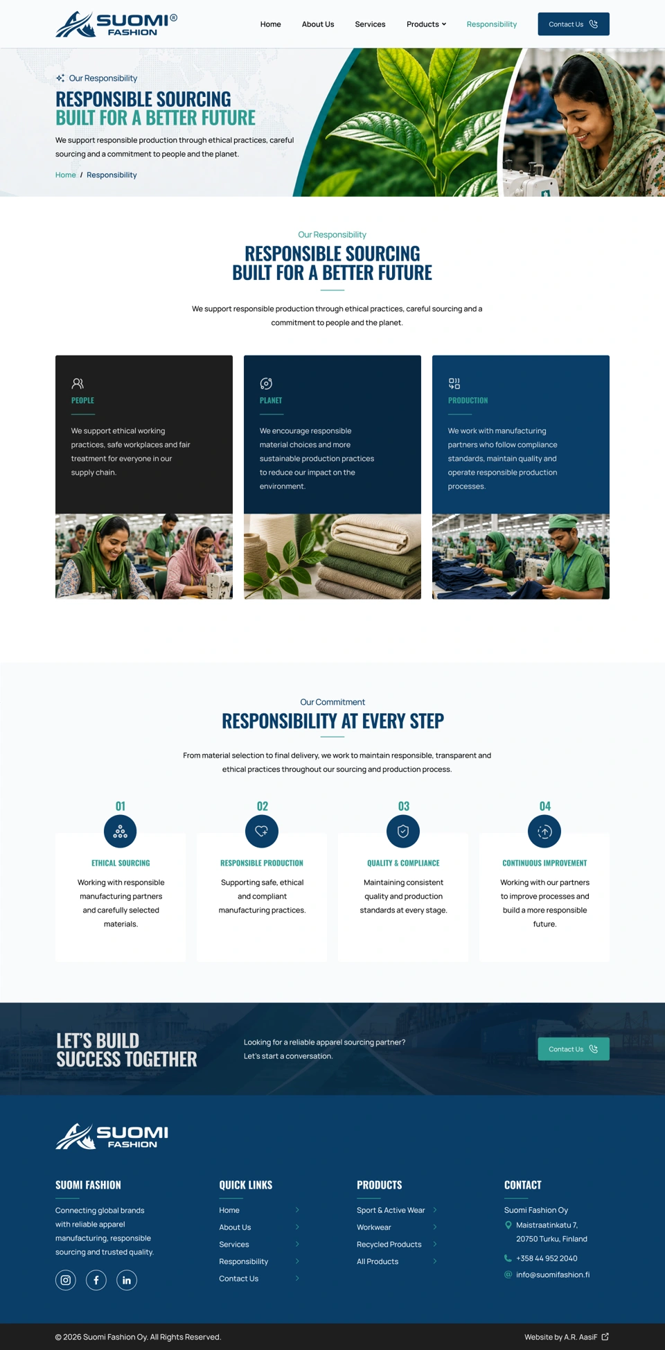 Suomi Fashion — Responsibility desktop website design