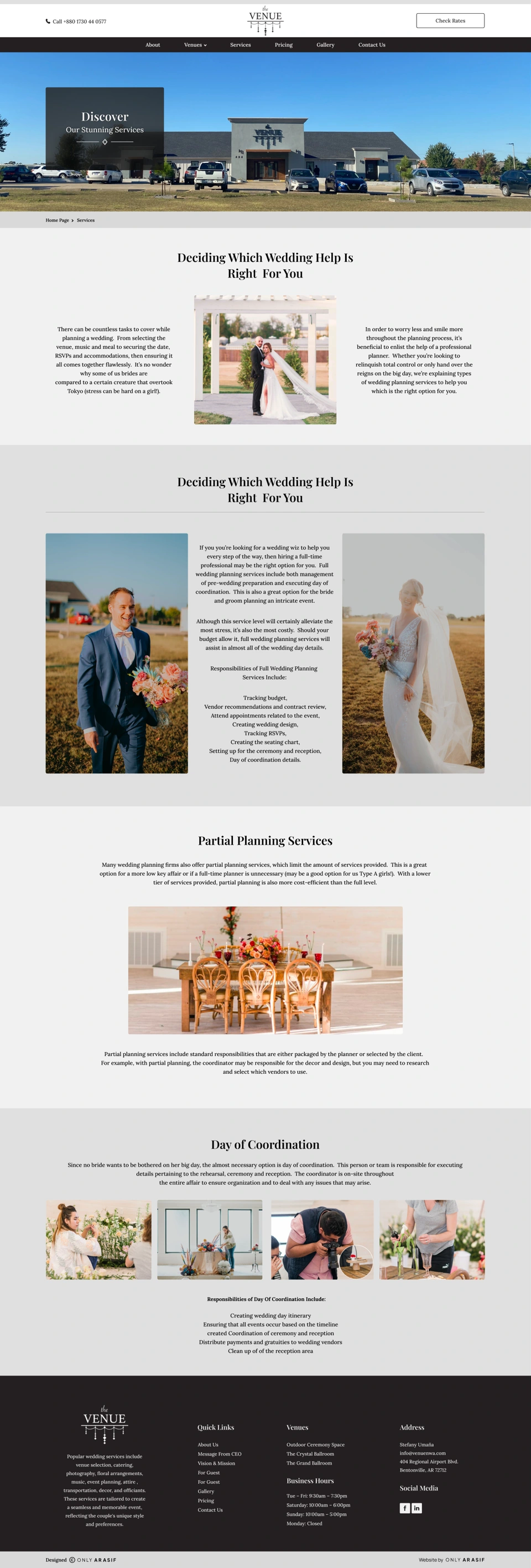 The Venue — Our services desktop website design