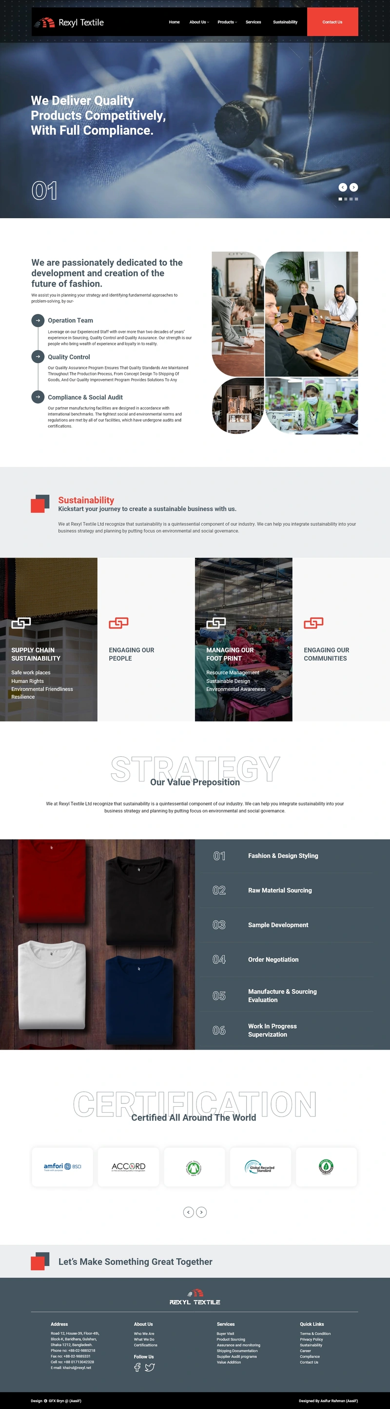 Rexyl Textile complete website design