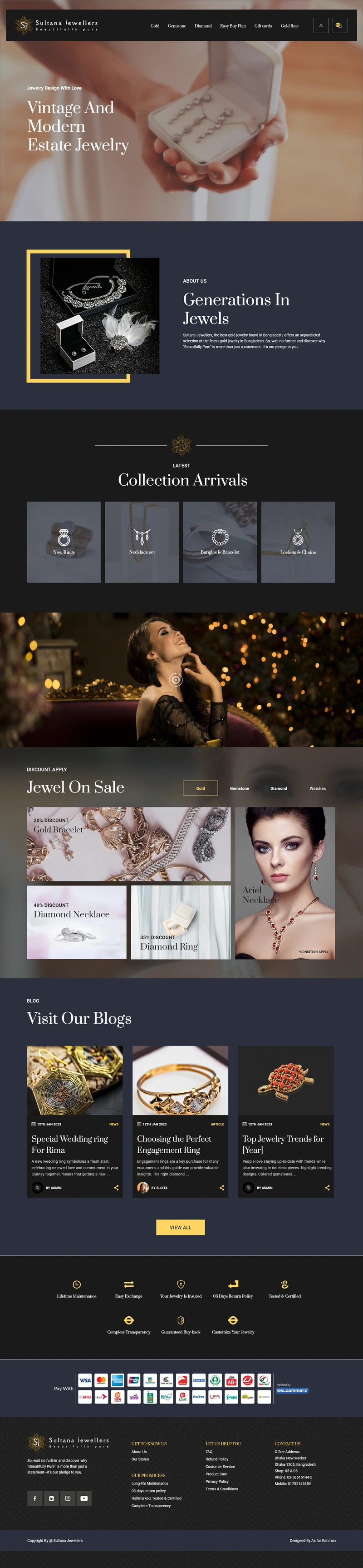 Sultana Jewellers complete website design
